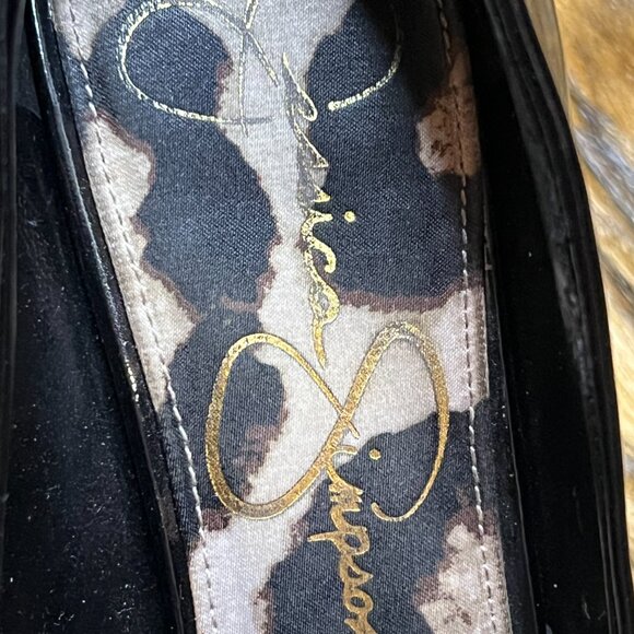 Jessica Simpson Black Patent Leather Platform Peep-Toe Stilettos - Picture 2 of 6